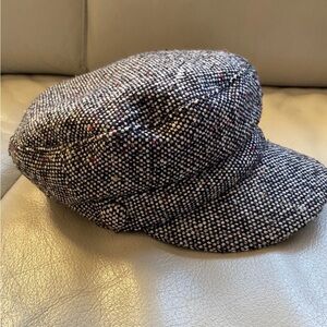 Scala Pronto Women's Newsboy Cap Hat Grey Brown Tweed Pattern, Lined, One Size